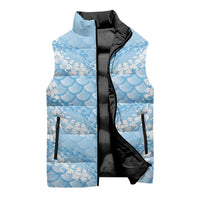 Baby Blue Mermaid Puakenikeni Maile Lei Sleeveless Puffer Jacket LT01 - Polynesian Pride