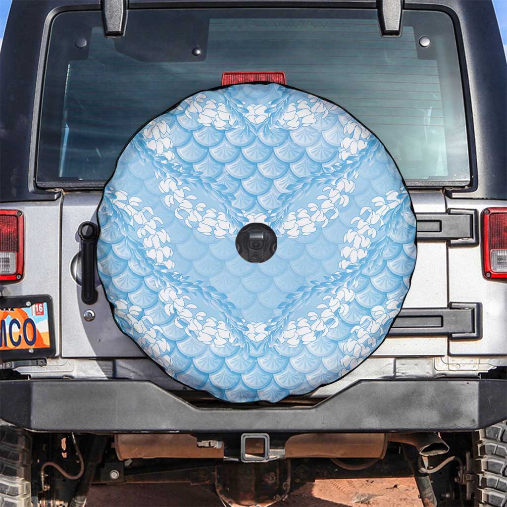 Baby Blue Mermaid Puakenikeni Maile Lei Spare Tire Cover LT01 Blue - Polynesian Pride