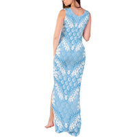 Baby Blue Mermaid Puakenikeni Maile Lei Tank Maxi Dress LT01 - Polynesian Pride
