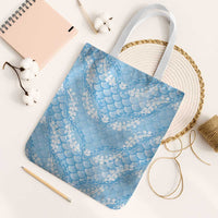 Baby Blue Mermaid Puakenikeni Maile Lei Tote Bag LT01 White Strap One Size Blue - Polynesian Pride