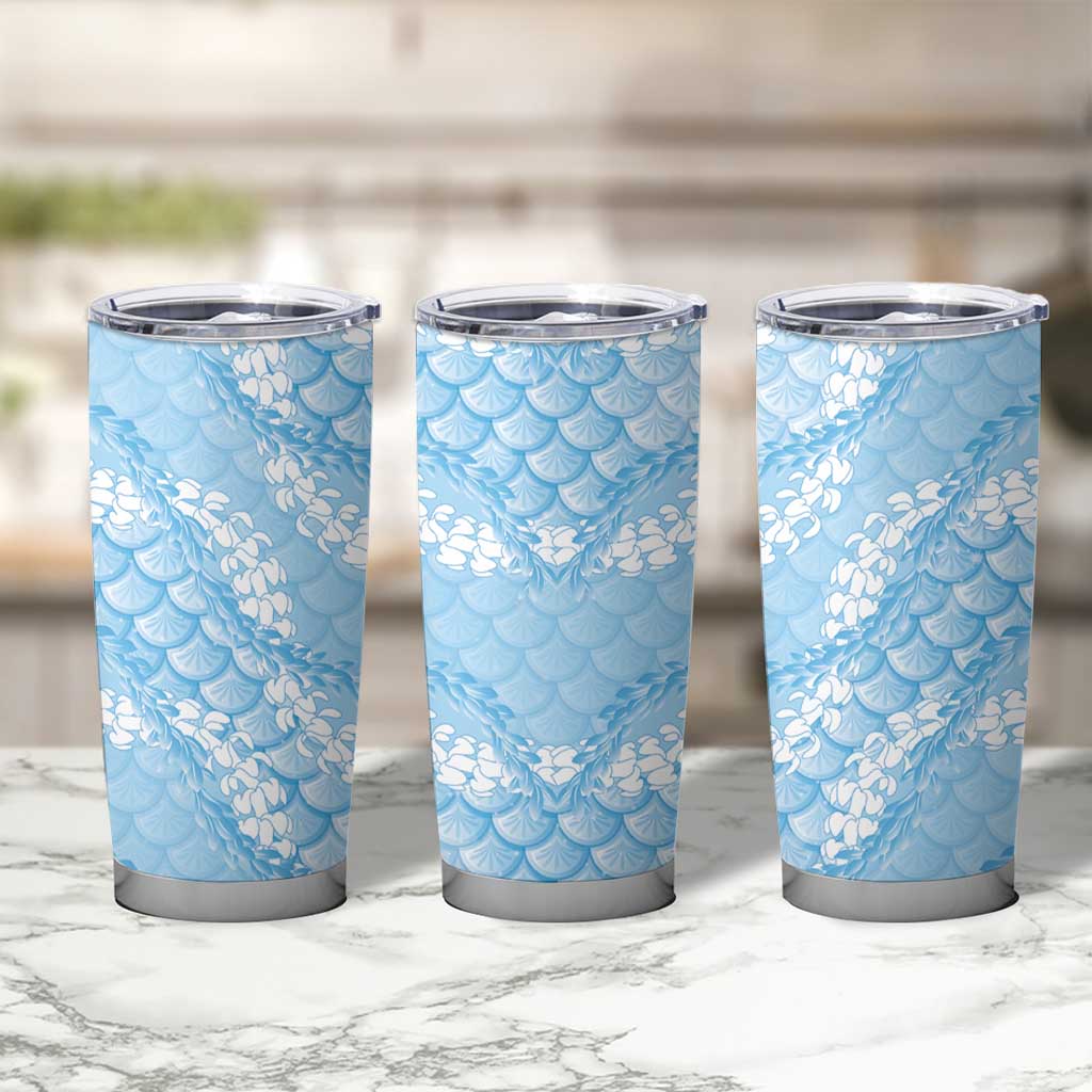 Baby Blue Mermaid Puakenikeni Maile Lei Tumbler Cup LT01 - Polynesian Pride
