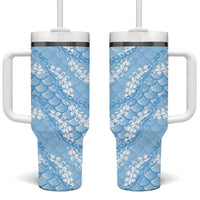Baby Blue Mermaid Puakenikeni Maile Lei Tumbler With Handle LT01 One Size: 40 oz Blue - Polynesian Pride