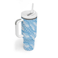 Baby Blue Mermaid Puakenikeni Maile Lei Tumbler With Handle LT01 - Polynesian Pride
