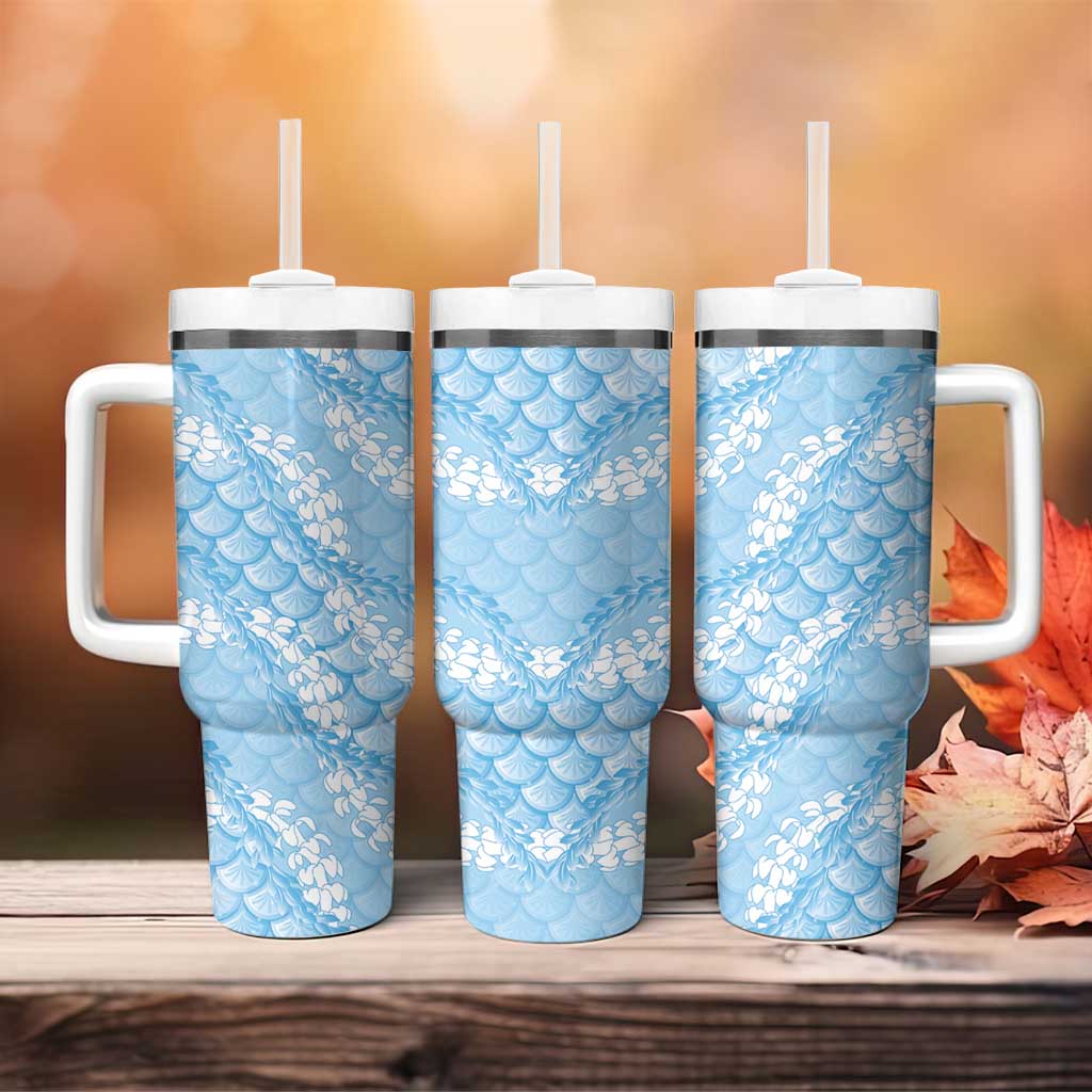 Baby Blue Mermaid Puakenikeni Maile Lei Tumbler With Handle LT01 - Polynesian Pride