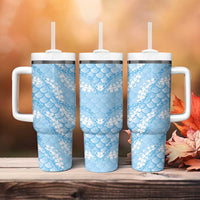 Baby Blue Mermaid Puakenikeni Maile Lei Tumbler With Handle LT01 - Polynesian Pride
