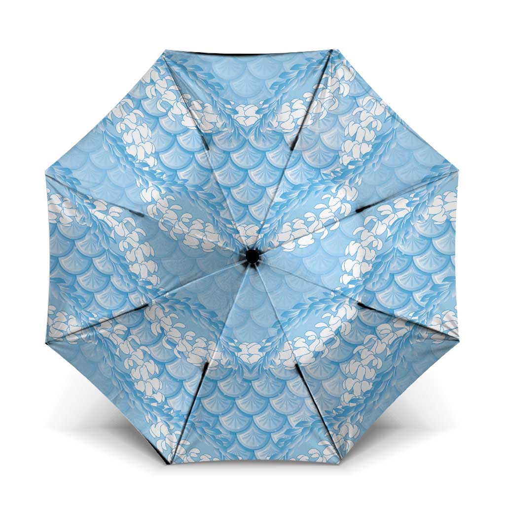 Baby Blue Mermaid Puakenikeni Maile Lei Umbrella LT01 One Size Folded 11.42 inch Opened Diameter 37.4 inch Blue - Polynesian Pride