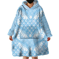 Baby Blue Mermaid Puakenikeni Maile Lei Wearable Blanket Hoodie