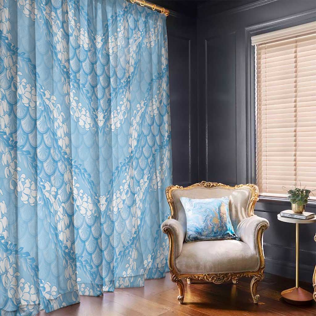 Baby Blue Mermaid Puakenikeni Maile Lei Window Curtain LT01 - Polynesian Pride