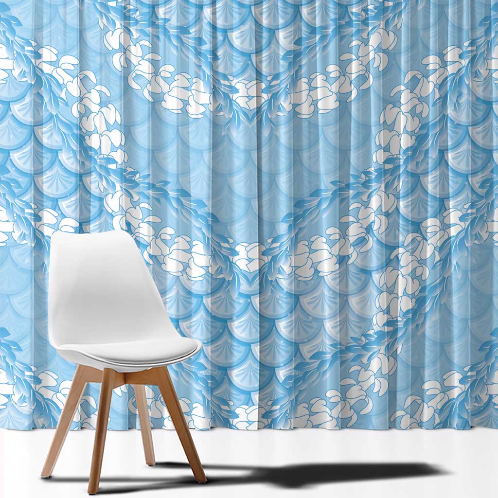 Baby Blue Mermaid Puakenikeni Maile Lei Window Curtain LT01 - Polynesian Pride