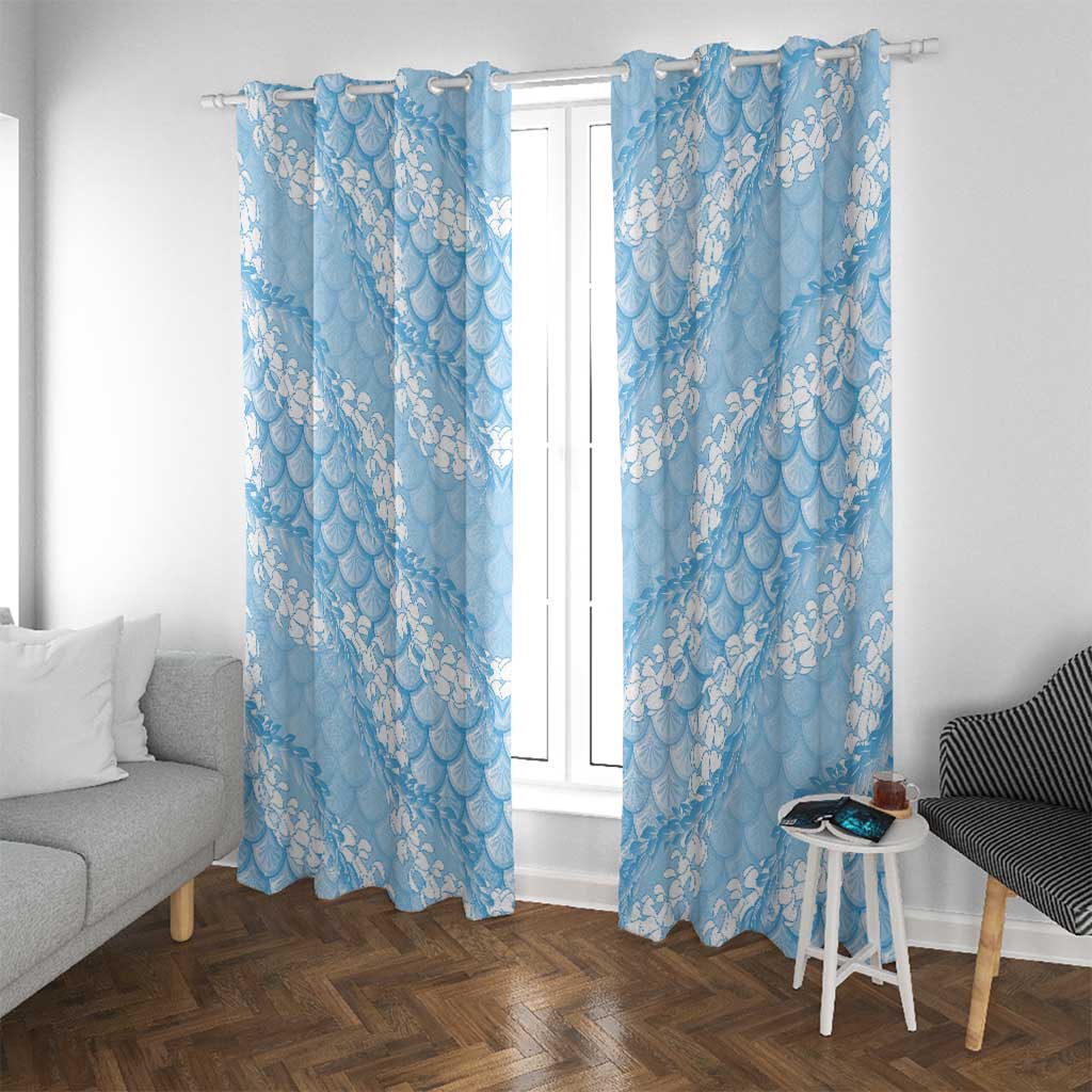 Baby Blue Mermaid Puakenikeni Maile Lei Window Curtain LT01 With Grommets Blue - Polynesian Pride