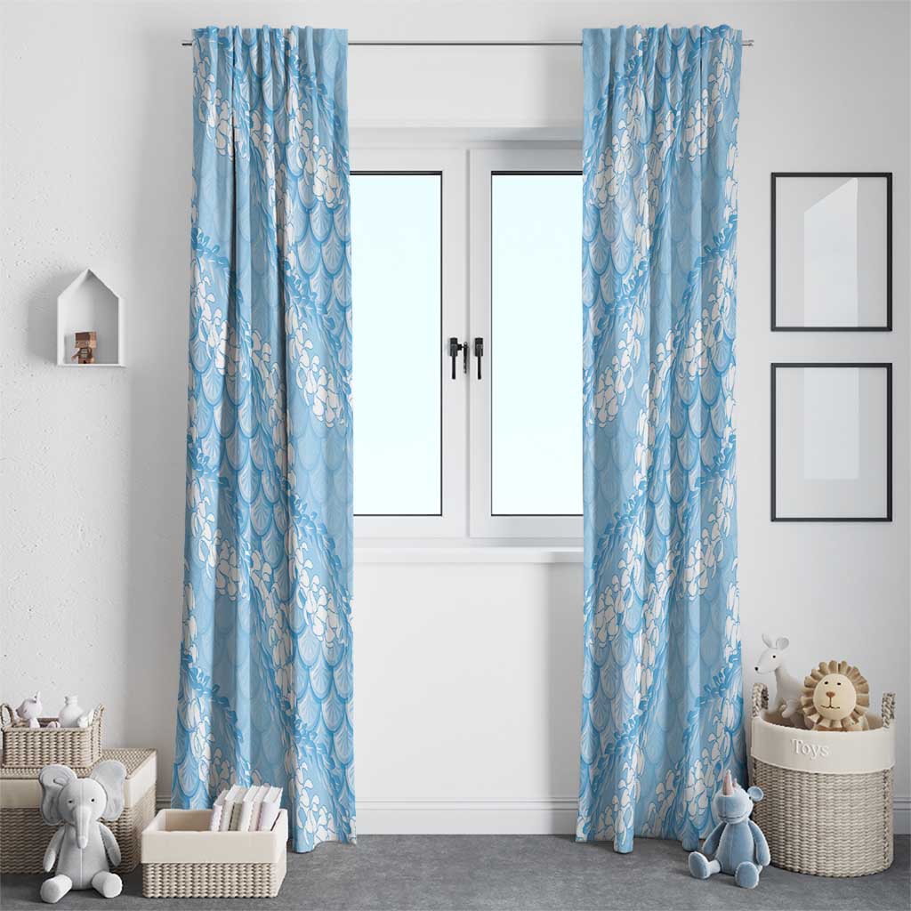 Baby Blue Mermaid Puakenikeni Maile Lei Window Curtain LT01 - Polynesian Pride