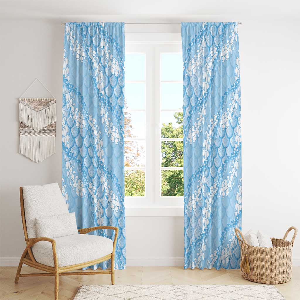 Baby Blue Mermaid Puakenikeni Maile Lei Window Curtain LT01 - Polynesian Pride