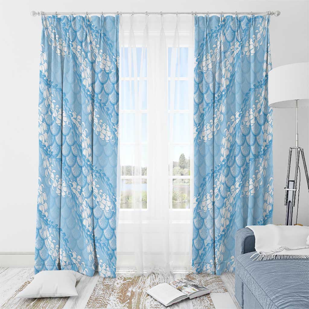 Baby Blue Mermaid Puakenikeni Maile Lei Window Curtain LT01 - Polynesian Pride