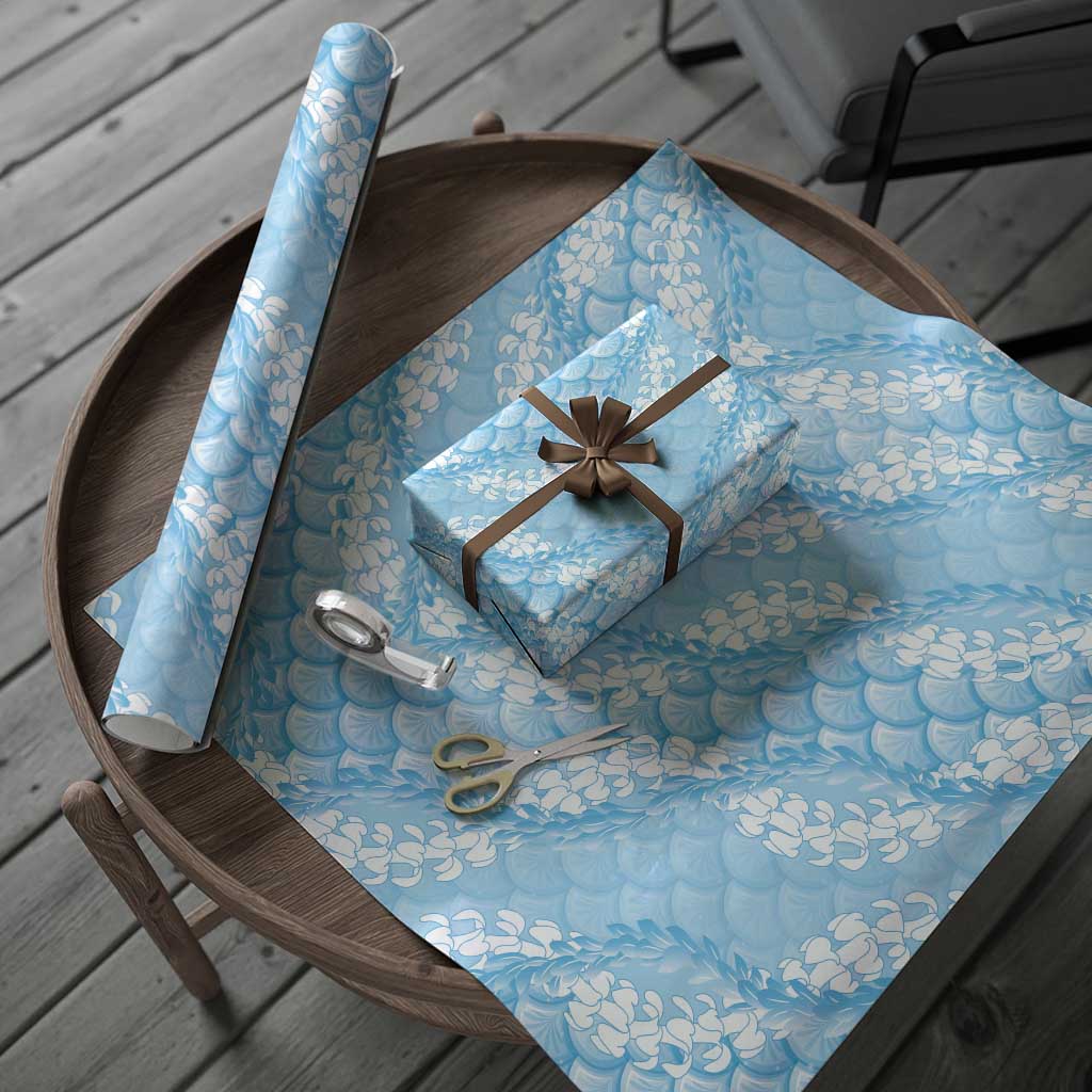 Baby Blue Mermaid Puakenikeni Maile Lei Wrapping Paper LT01 - Polynesian Pride