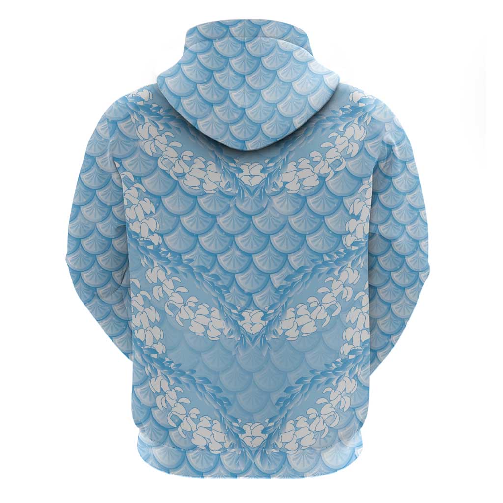 Baby Blue Mermaid Puakenikeni Maile Lei Zip Hoodie LT01 - Polynesian Pride