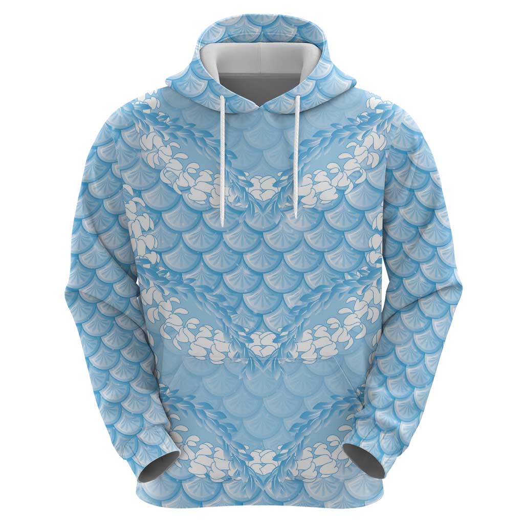 Baby Blue Mermaid Puakenikeni Maile Lei Zip Hoodie LT01 - Polynesian Pride