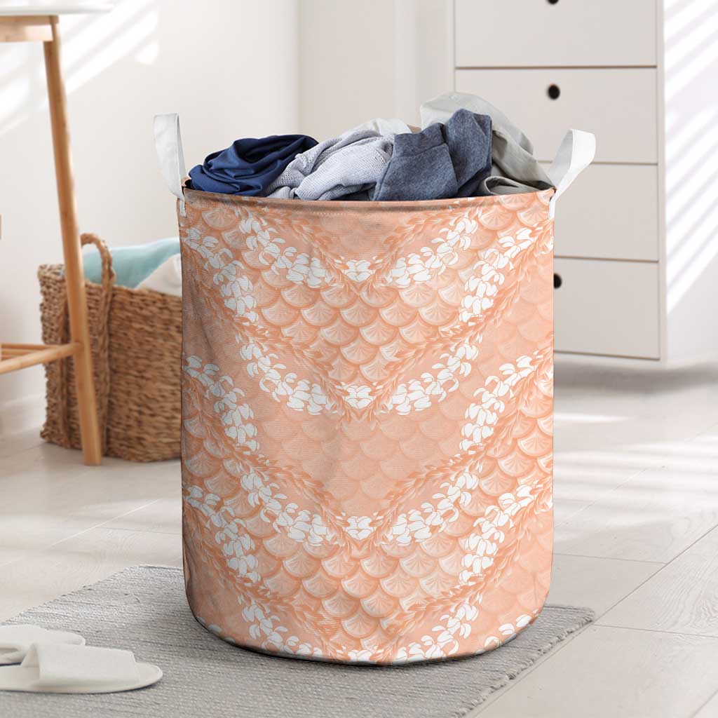 Apricot Mermaid Puakenikeni Maile Lei Laundry Basket LT01 Apricot - Polynesian Pride