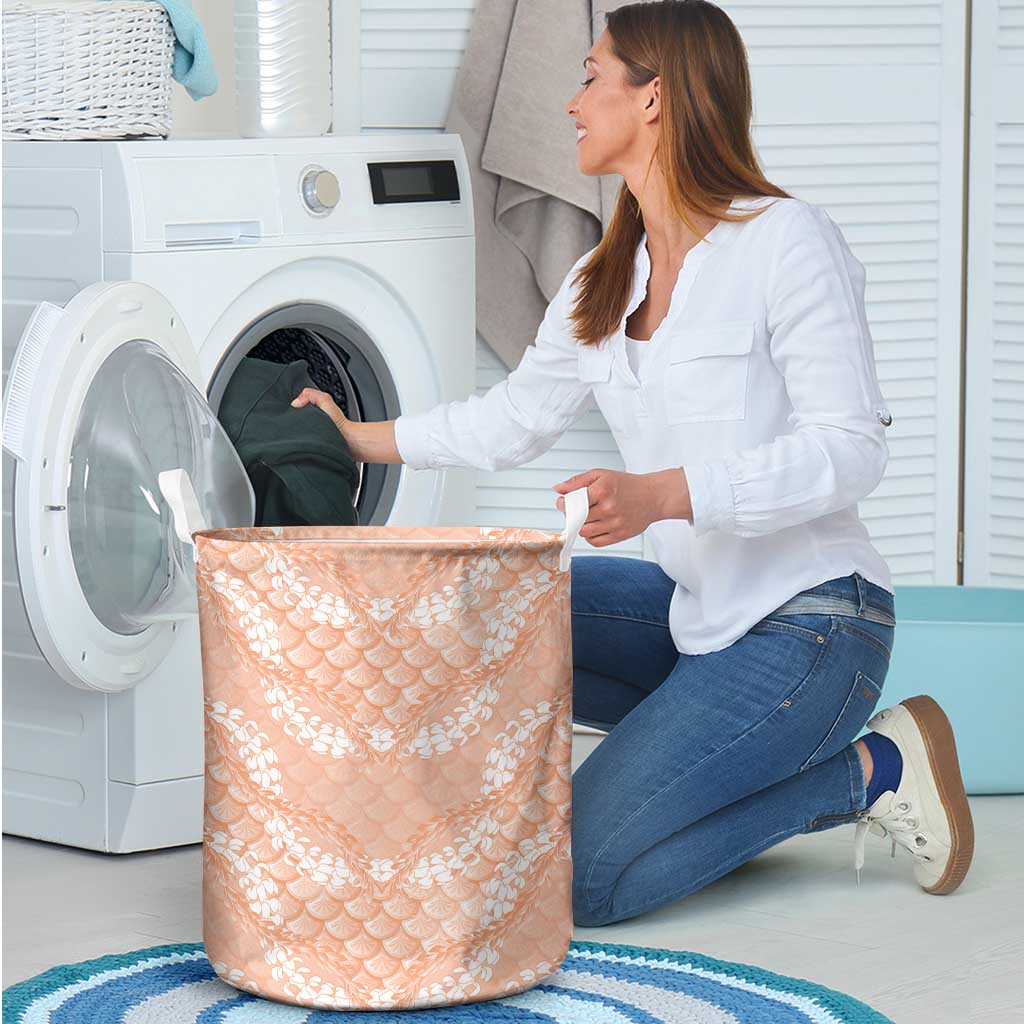 Apricot Mermaid Puakenikeni Maile Lei Laundry Basket LT01 - Polynesian Pride