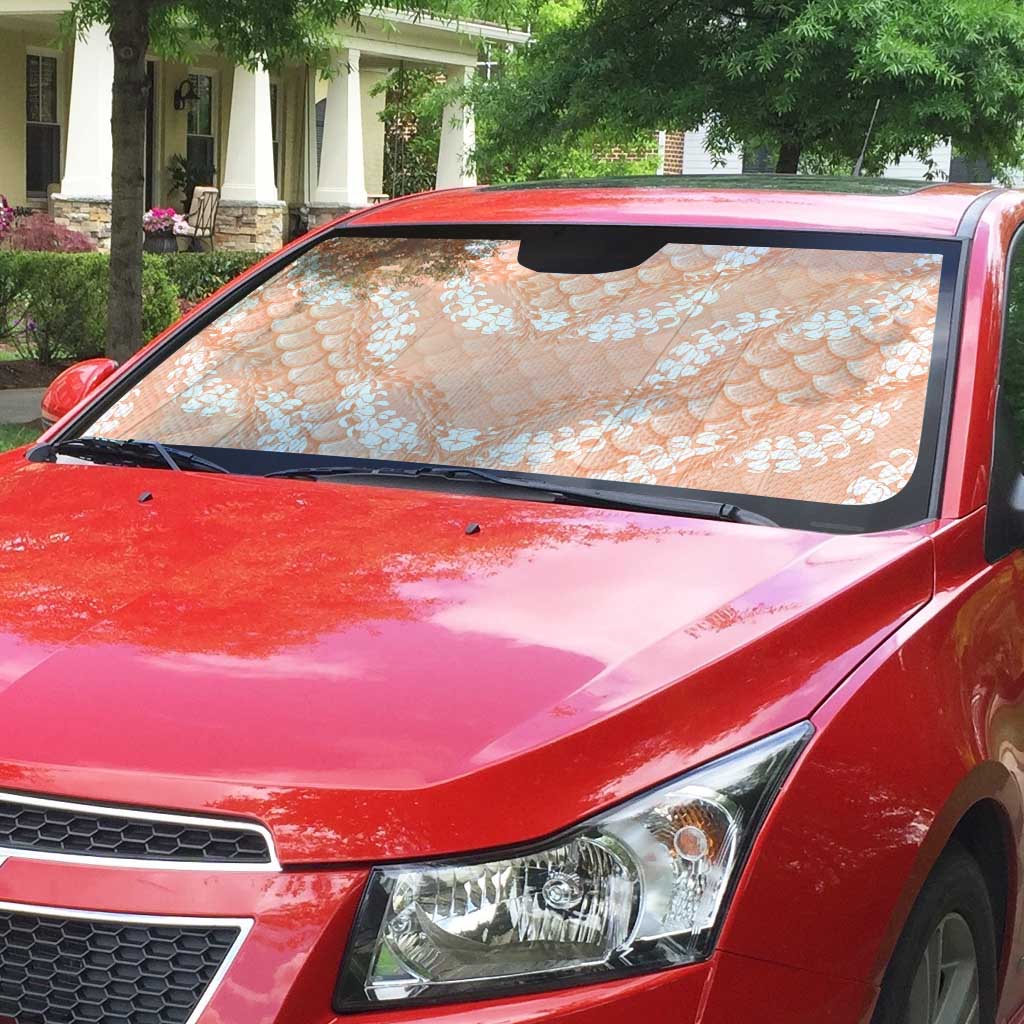 Apricot Mermaid Puakenikeni Maile Lei Auto Sun Shade LT01 - Polynesian Pride