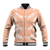 Apricot Mermaid Puakenikeni Maile Lei Baseball Jacket LT01 Unisex Apricot - Polynesian Pride