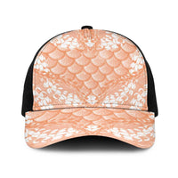 Apricot Mermaid Puakenikeni Maile Lei Baseball Net Cap LT01 One Size Black Apricot - Polynesian Pride