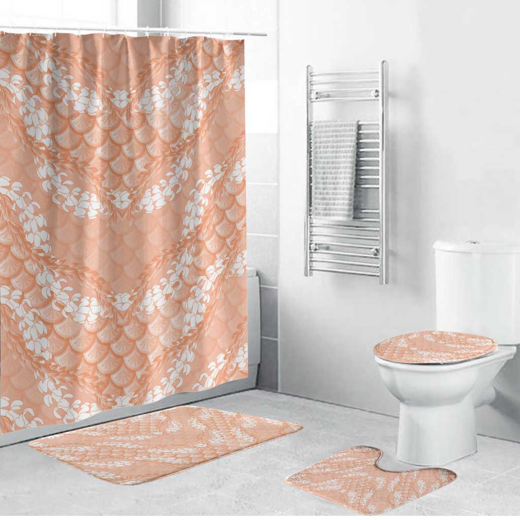 Apricot Mermaid Puakenikeni Maile Lei Bathroom Set LT01 Bathroom Set (4 pcs) Apricot - Polynesian Pride
