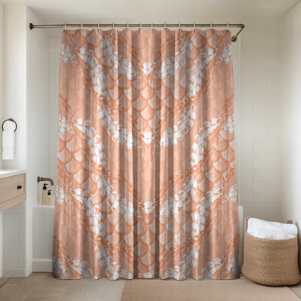 Apricot Mermaid Puakenikeni Maile Lei Bathroom Set LT01 Shower Curtain Only Apricot - Polynesian Pride