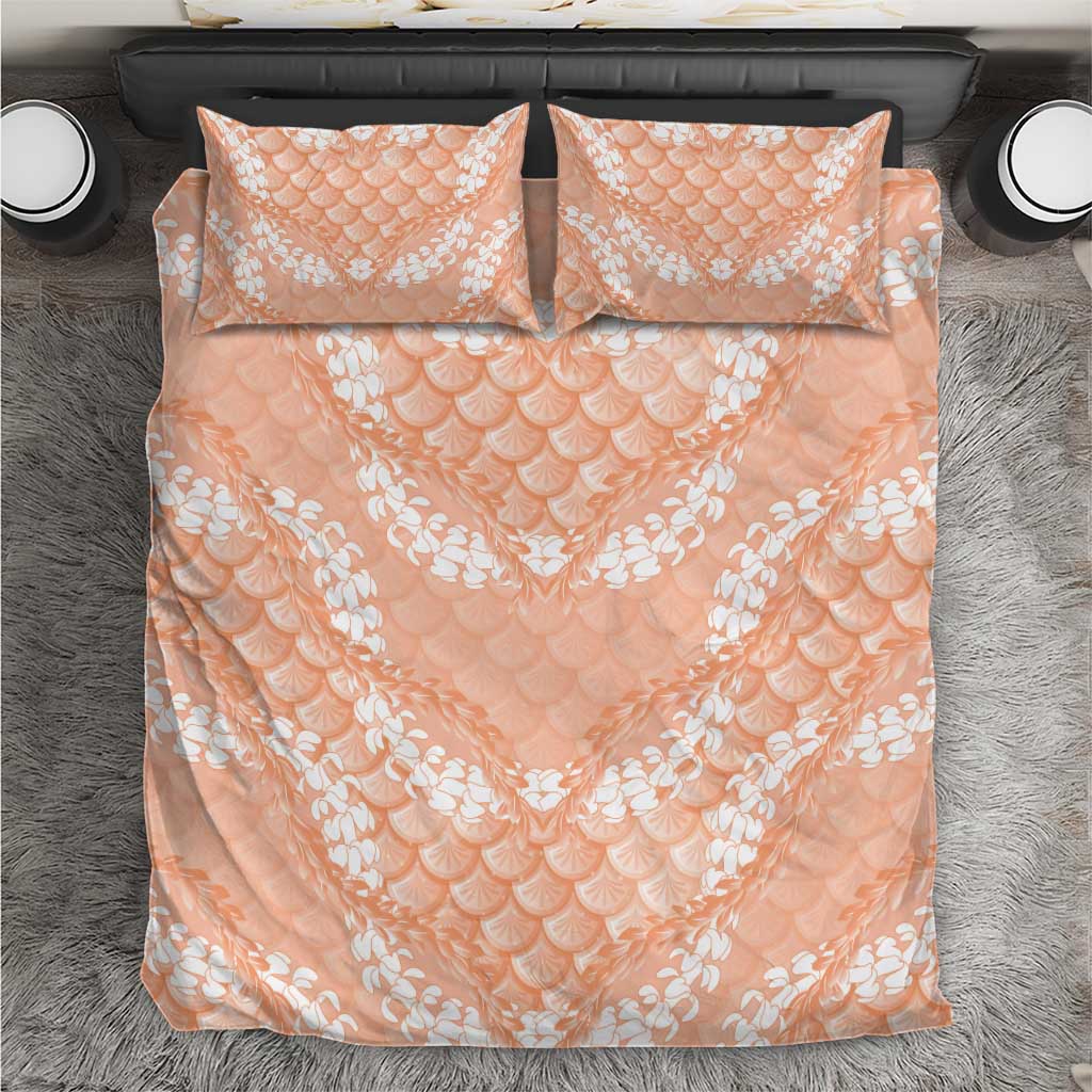 Apricot Mermaid Puakenikeni Maile Lei Bedding Set LT01 Apricot - Polynesian Pride