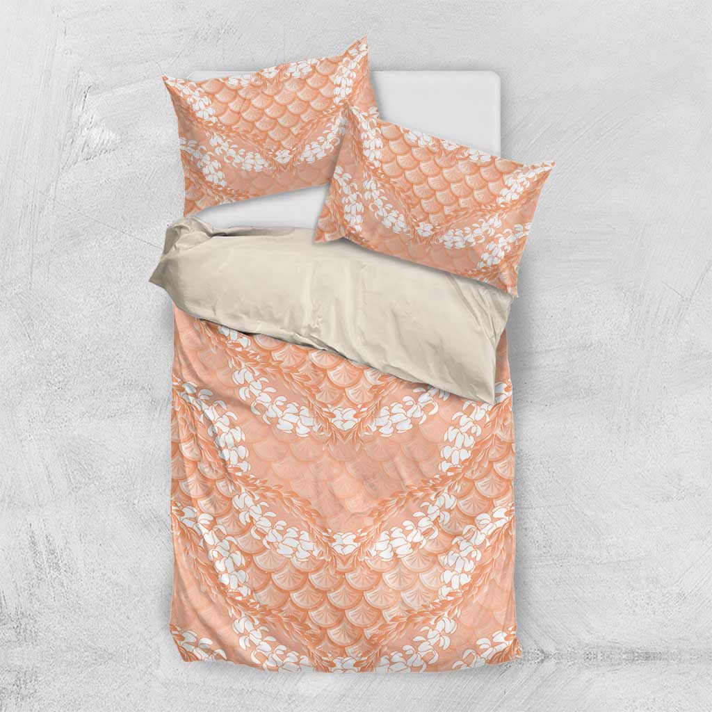 Apricot Mermaid Puakenikeni Maile Lei Bedding Set LT01 US Twin 172cm x 218cm Apricot - Polynesian Pride