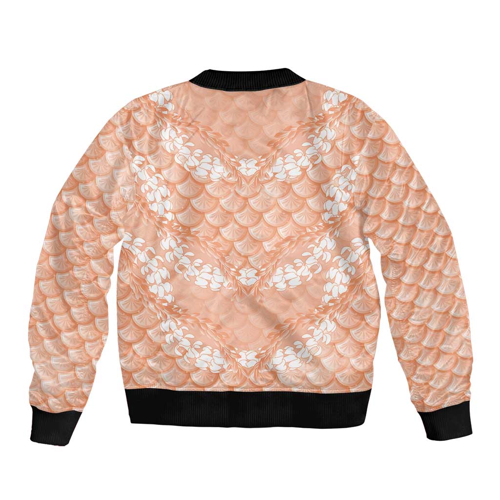 Apricot Mermaid Puakenikeni Maile Lei Bomber Jacket LT01 - Polynesian Pride