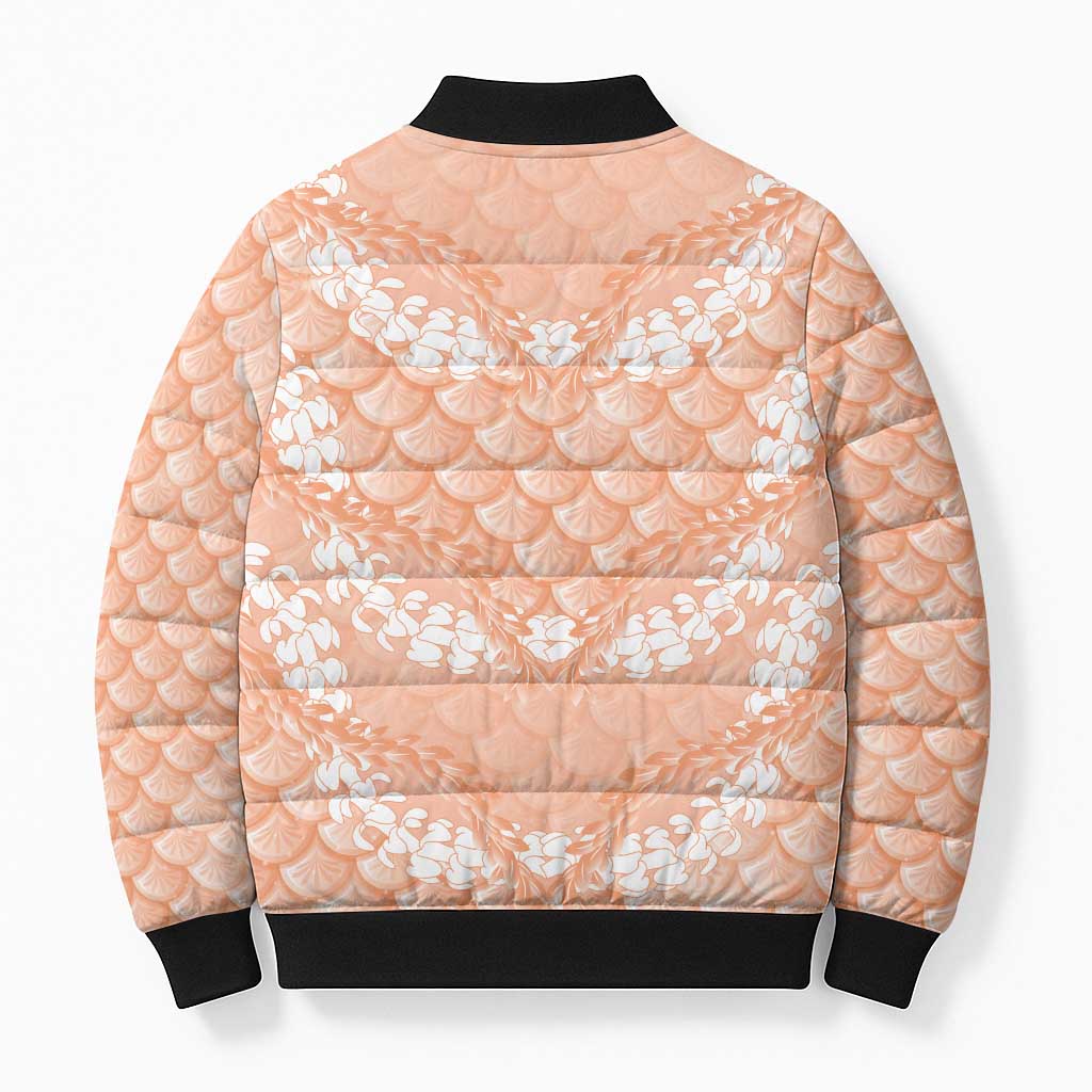 Apricot Mermaid Puakenikeni Maile Lei Bomber Puffer Jacket LT01 - Polynesian Pride