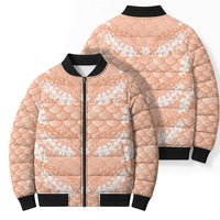 Apricot Mermaid Puakenikeni Maile Lei Bomber Puffer Jacket LT01 - Polynesian Pride