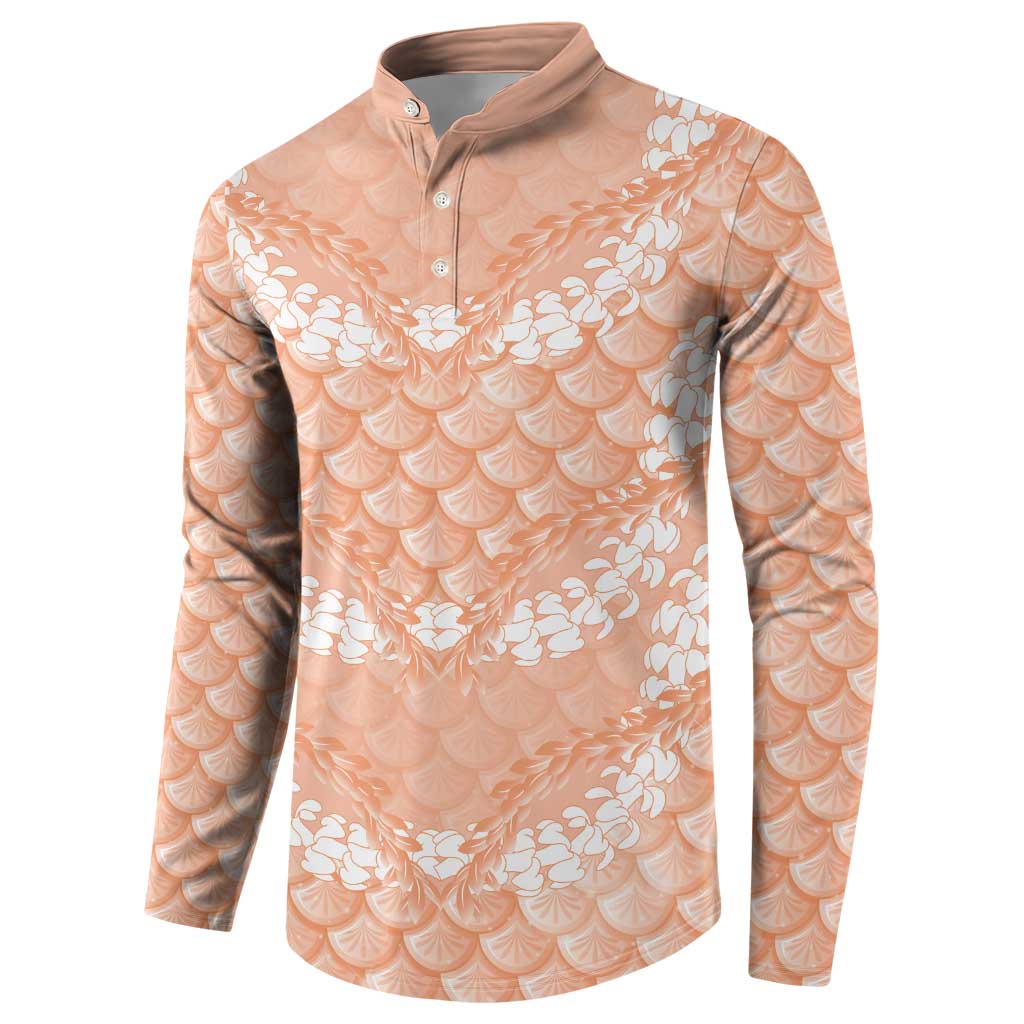 Apricot Mermaid Puakenikeni Maile Lei Button Sweatshirt LT01 - Polynesian Pride