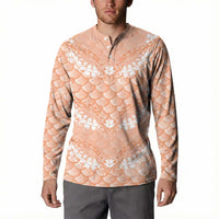 Apricot Mermaid Puakenikeni Maile Lei Button Sweatshirt LT01 - Polynesian Pride