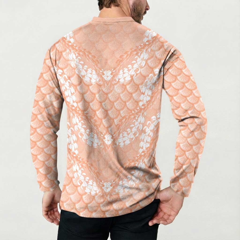 Apricot Mermaid Puakenikeni Maile Lei Button Sweatshirt LT01 - Polynesian Pride