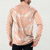 Apricot Mermaid Puakenikeni Maile Lei Button Sweatshirt LT01 - Polynesian Pride
