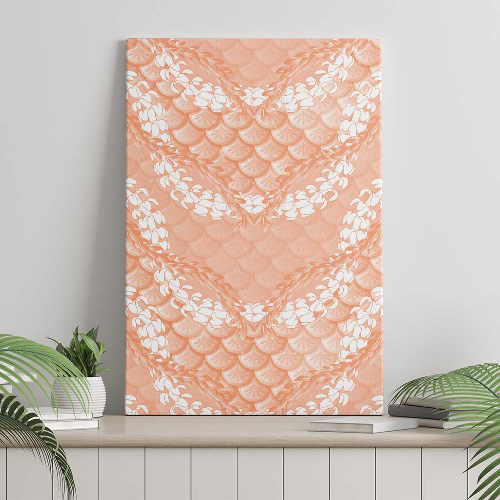 Apricot Mermaid Puakenikeni Maile Lei Canvas Wall Art
