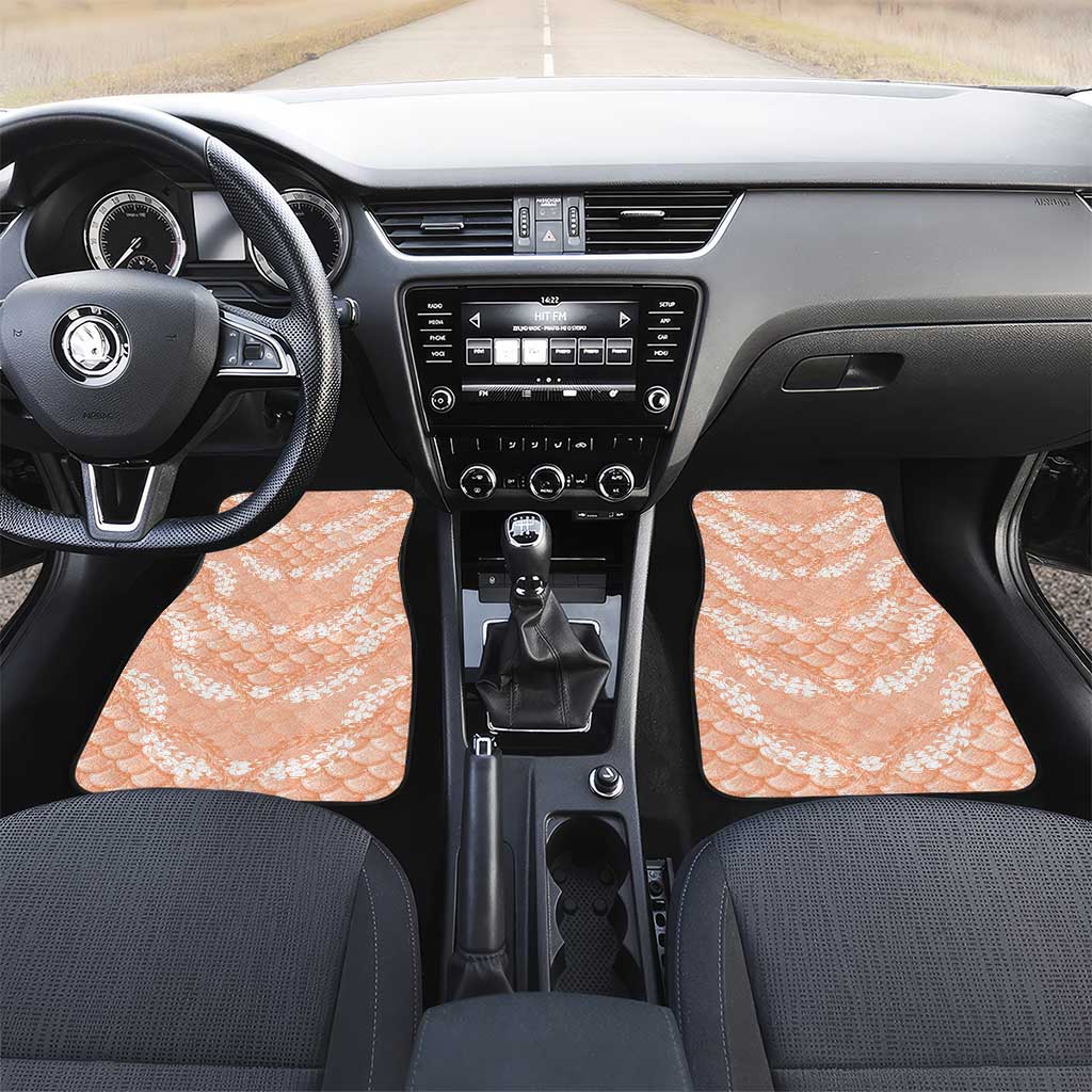 Apricot Mermaid Puakenikeni Maile Lei Car Mats LT01 Set 2pcs - Front Apricot - Polynesian Pride