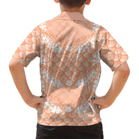 Apricot Mermaid Puakenikeni Maile Lei Family Matching Mermaid Dress and Hawaiian Shirt