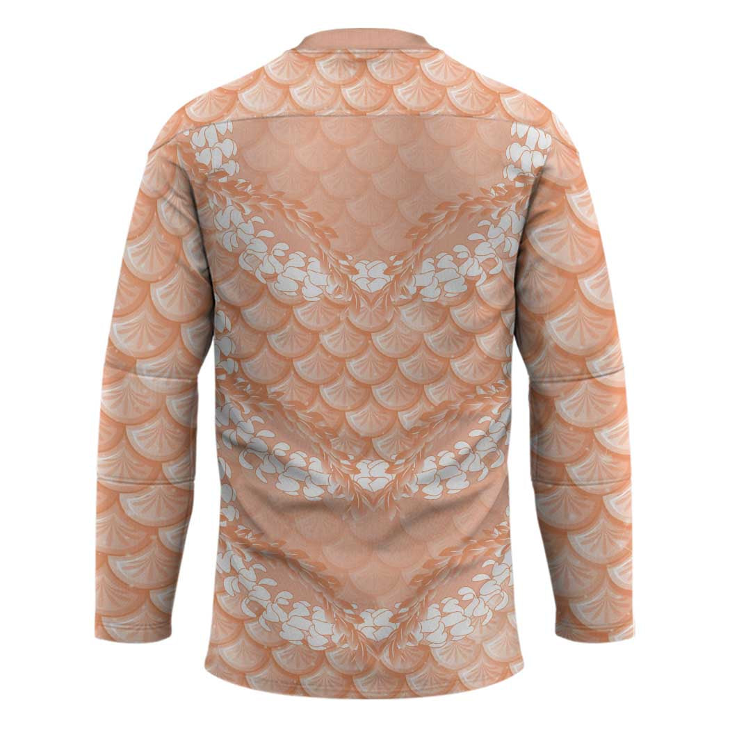 Apricot Mermaid Puakenikeni Maile Lei Hockey Jersey LT01 - Polynesian Pride