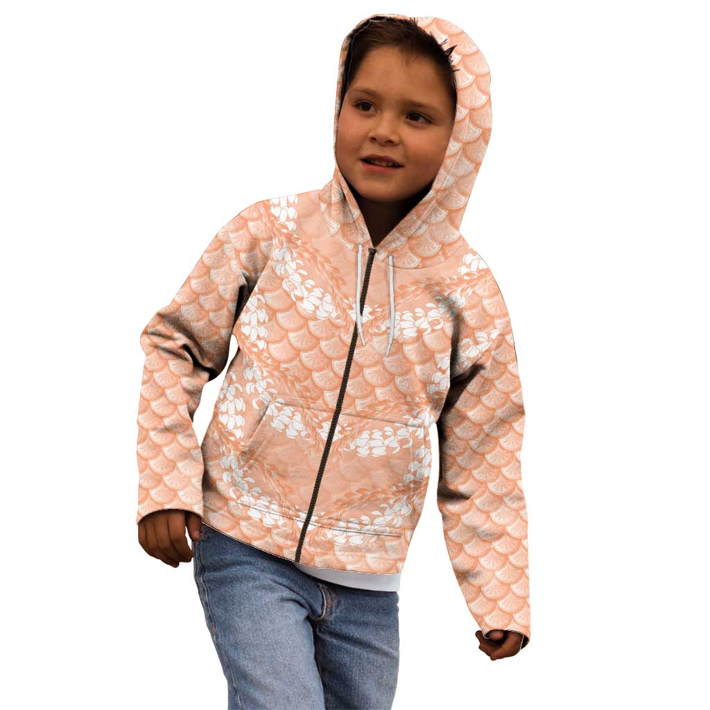 Apricot Mermaid Puakenikeni Maile Lei Kid Hoodie
