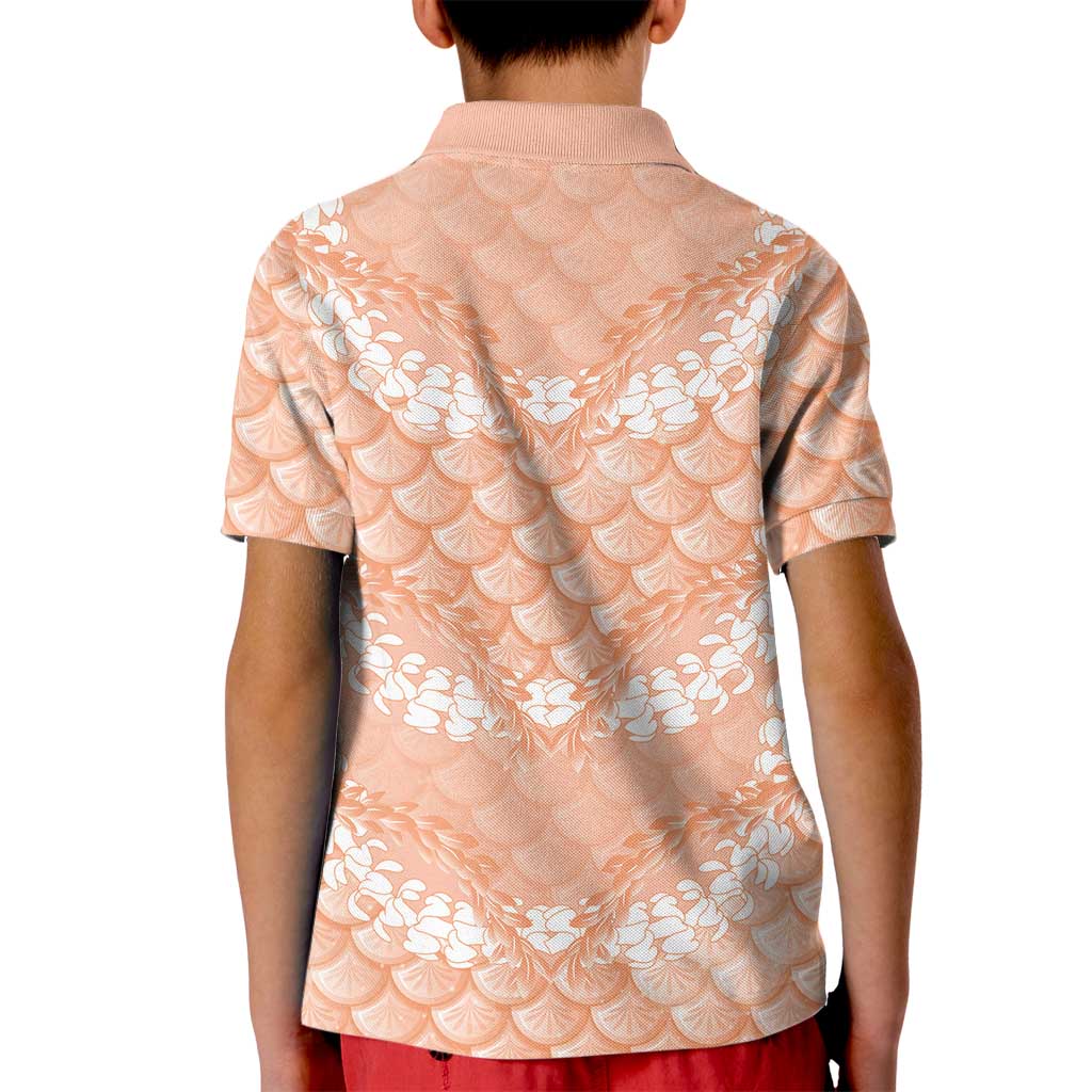 Apricot Mermaid Puakenikeni Maile Lei Kid Polo Shirt LT01 - Polynesian Pride