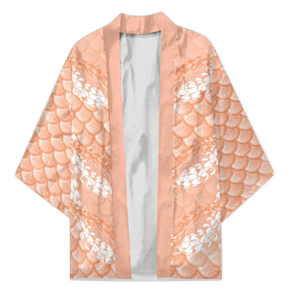 Apricot Mermaid Puakenikeni Maile Lei Kimono LT01 Unisex Apricot - Polynesian Pride
