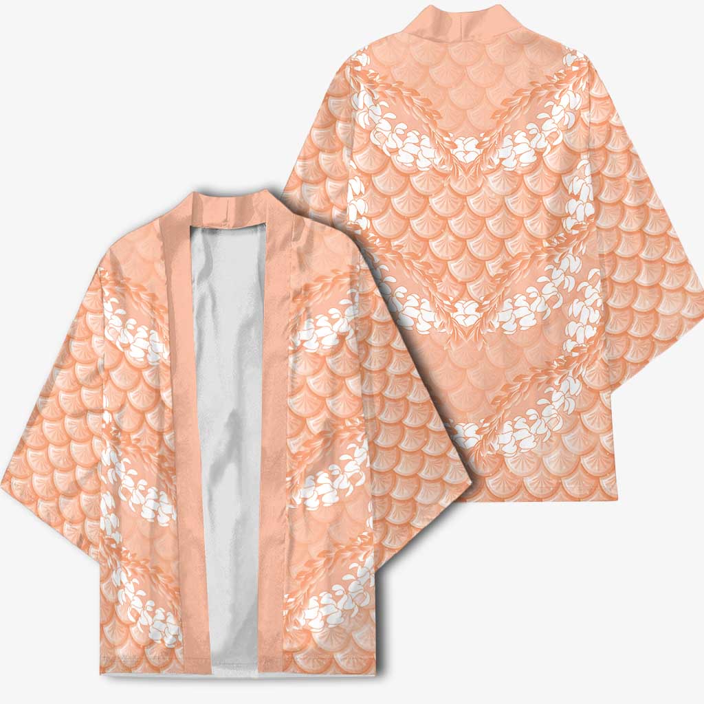 Apricot Mermaid Puakenikeni Maile Lei Kimono LT01 - Polynesian Pride
