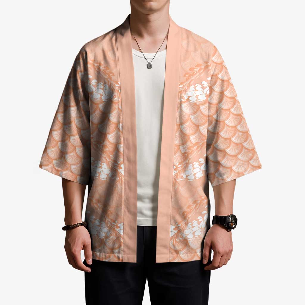 Apricot Mermaid Puakenikeni Maile Lei Kimono LT01 - Polynesian Pride