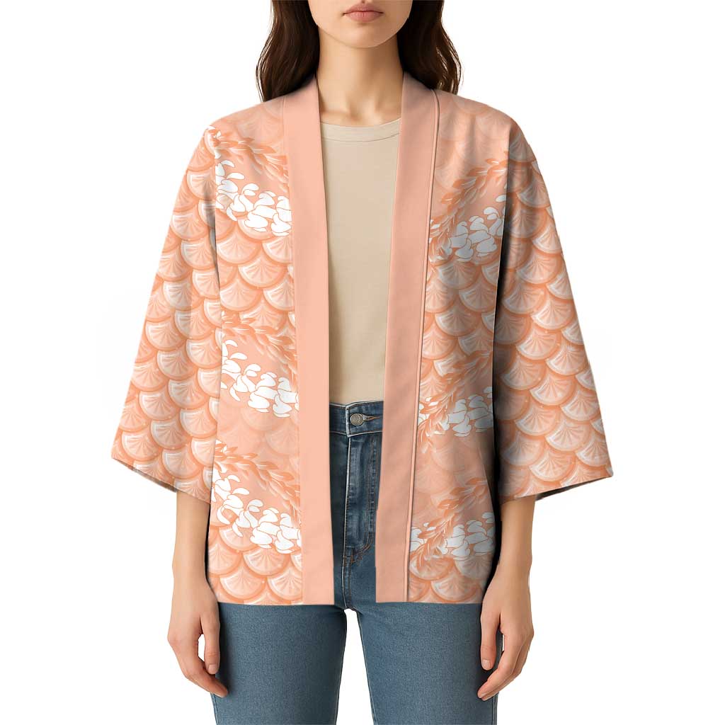 Apricot Mermaid Puakenikeni Maile Lei Kimono LT01 - Polynesian Pride