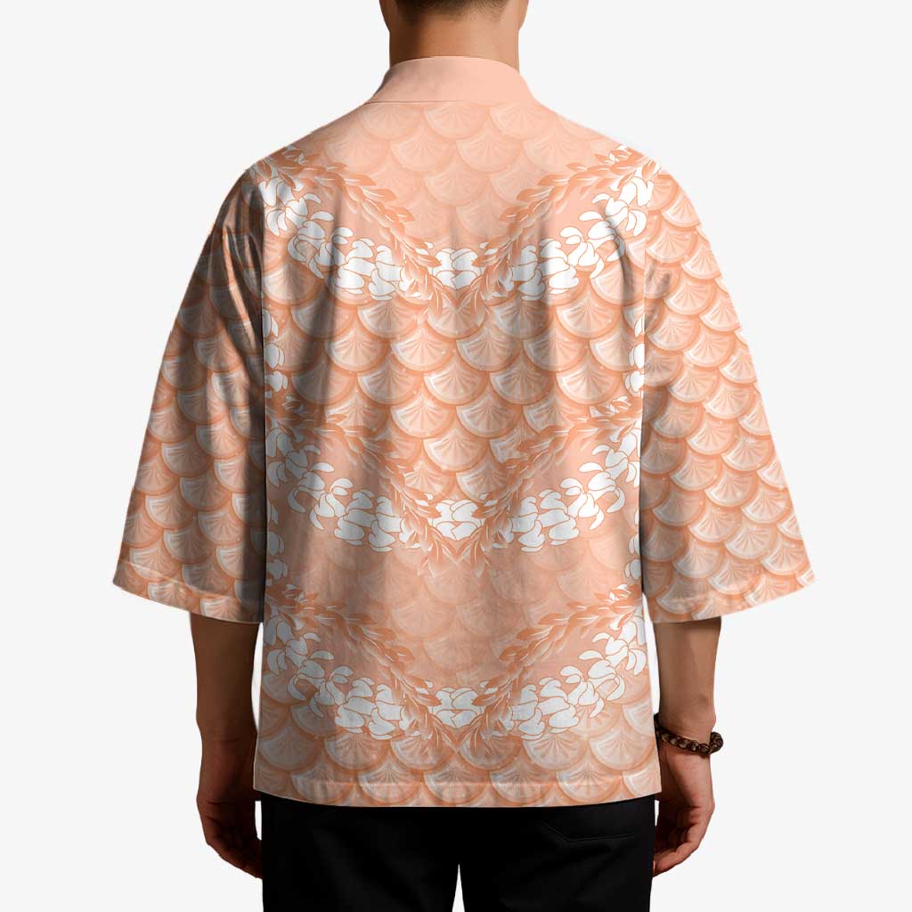 Apricot Mermaid Puakenikeni Maile Lei Kimono LT01 - Polynesian Pride