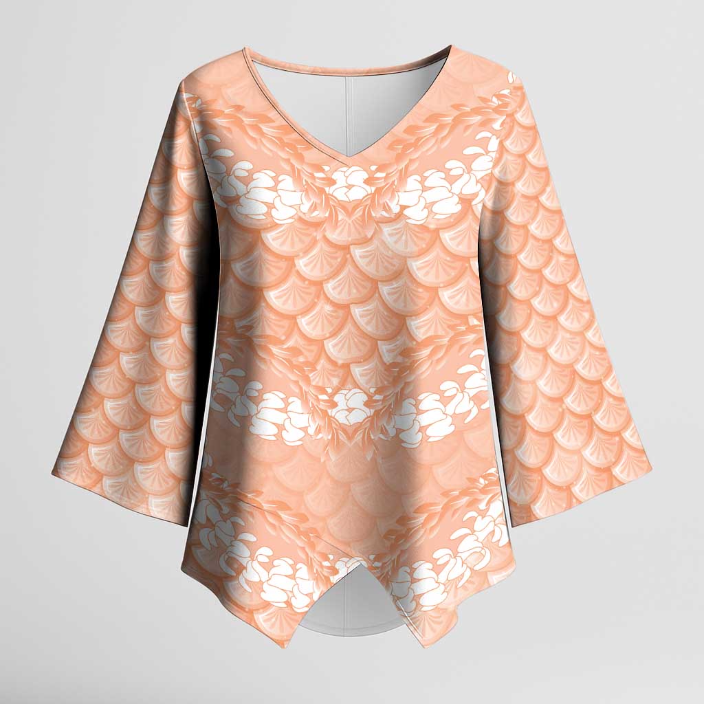 Apricot Mermaid Puakenikeni Maile Lei Kimono Sleeve Blouse LT01 Female Apricot - Polynesian Pride