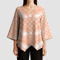 Apricot Mermaid Puakenikeni Maile Lei Kimono Sleeve Blouse LT01 - Polynesian Pride
