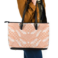 Apricot Mermaid Puakenikeni Maile Lei Leather Tote Bag LT01 - Polynesian Pride
